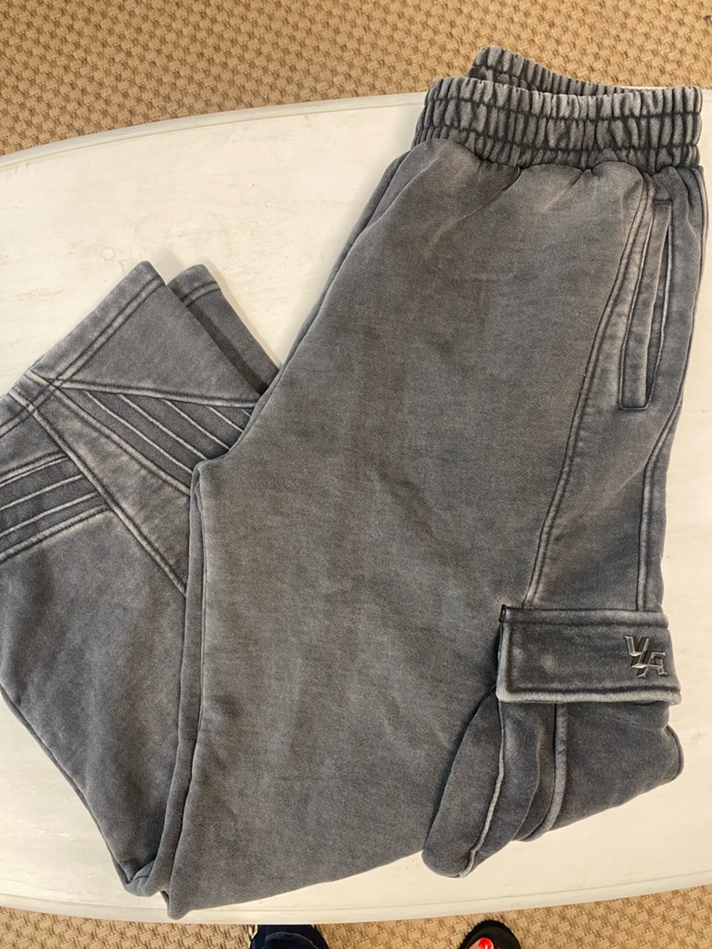 Youngla Batman Washed Gray Cargo Sweatpants with Side Pockets - Picture 9 of 9
